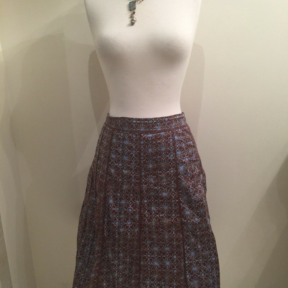 White Rice Printed Cotton Skirt Size Medium